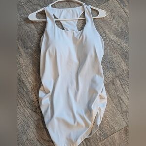 CRZ YOGA Maternity Athleisure Ruching White Built In Bra Tank